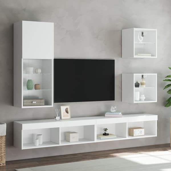 vidaXL TV-benk med LED-lys hvis 40,5x30x102 cm