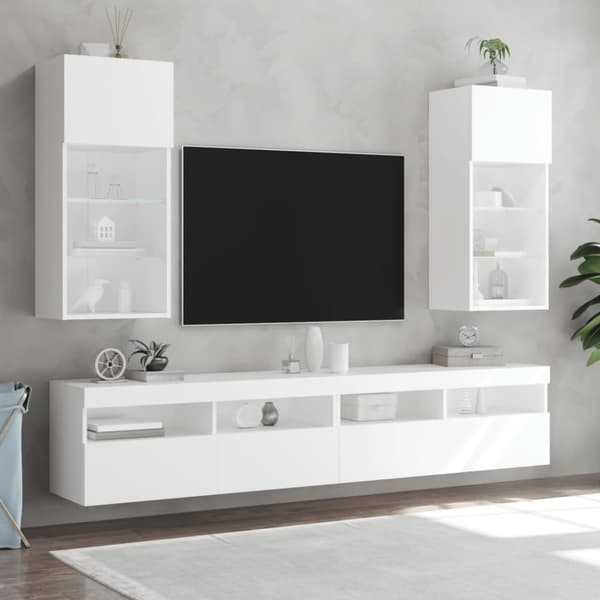 vidaXL Tv-bänk med LED-belysning vit 40,5x30x90 cm