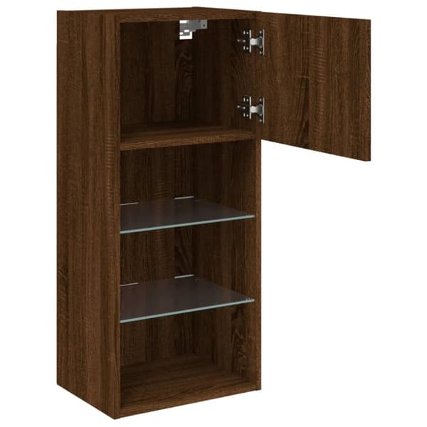 vidaXL TV-benk med LED-lys brun eik 40,5x30x90 cm