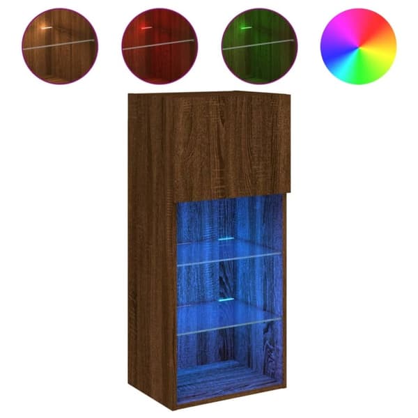 vidaXL TV-benk med LED-lys brun eik 40,5x30x90 cm