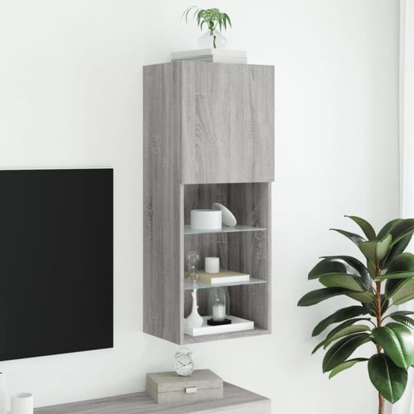 vidaXL TV-kaappi LED-valoilla harmaa Sonoma 40,5x30x102 cm