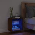 Miniatyrbilde 3 av 11: vidaXL Veggmontert nattbord med LED-lys brun eik