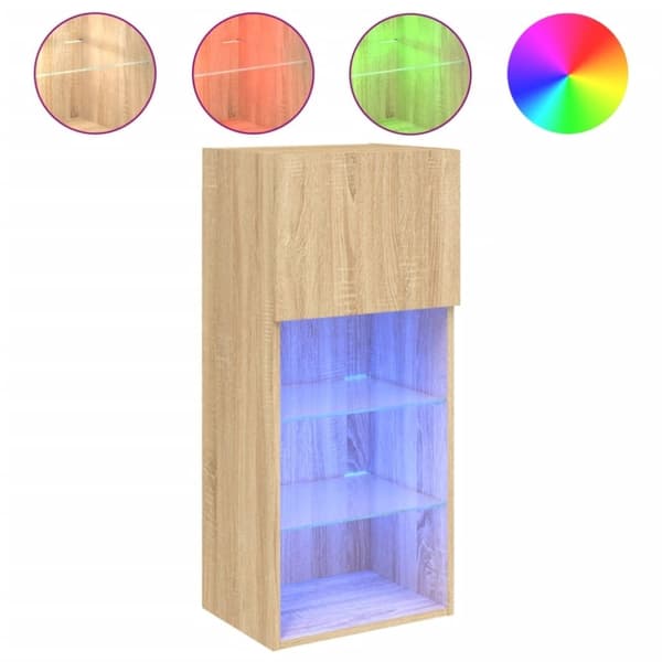 vidaXL TV-benk med LED-lys sonoma eik 40,5x30x90 cm