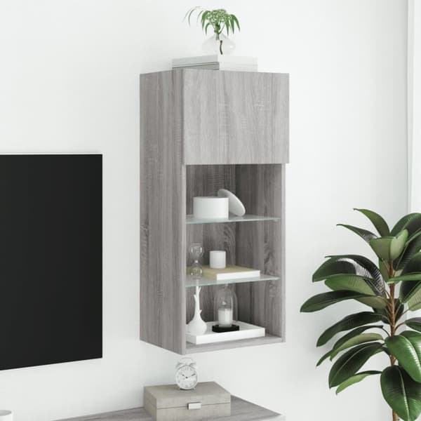 vidaXL Tv-bänk med LED-belysning grå sonoma 40,5x30x90 cm