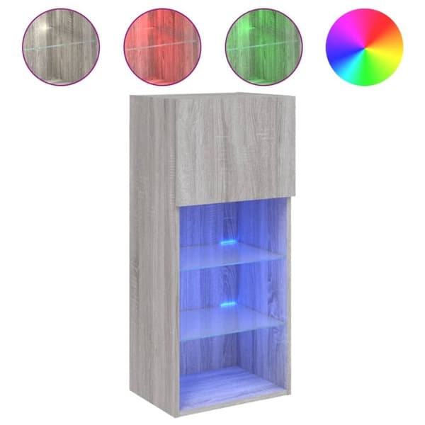 vidaXL Tv-bänk med LED-belysning grå sonoma 40,5x30x90 cm