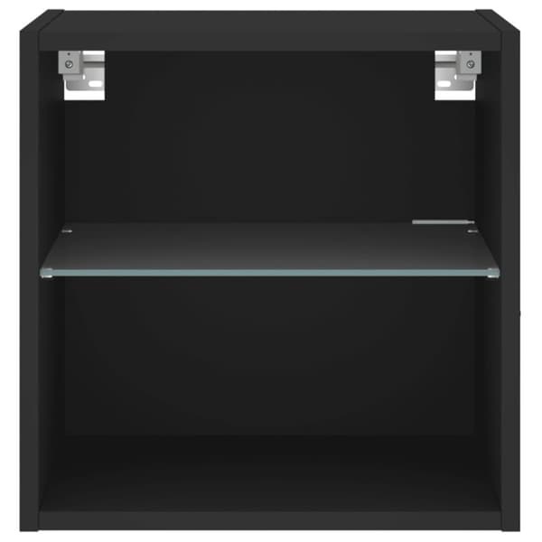 vidaXL sengebord med LED-lys væghængt sort