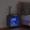 Miniatyrbilde 3 av 11: vidaXL Veggmontert nattbord med LED-lys svart