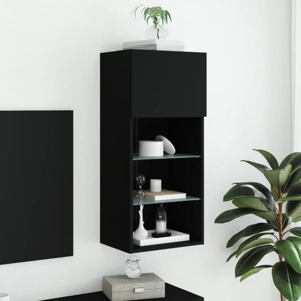vidaXL TV-benk med LED-lys svart 40,5x30x90 cm
