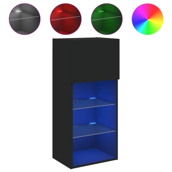 vidaXL TV-benk med LED-lys svart 40,5x30x90 cm