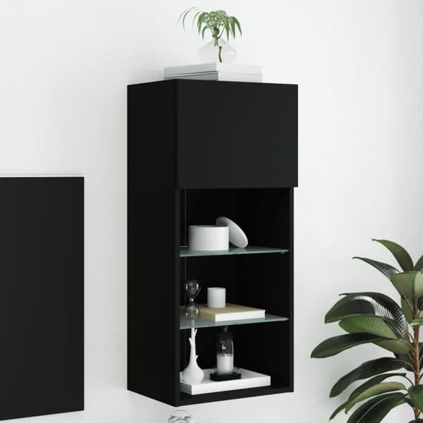 vidaXL TV-benk med LED-lys svart 40,5x30x90 cm