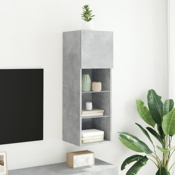 vidaXL TV-benk med LED-lys betonggrå 30,5x30x90 cm