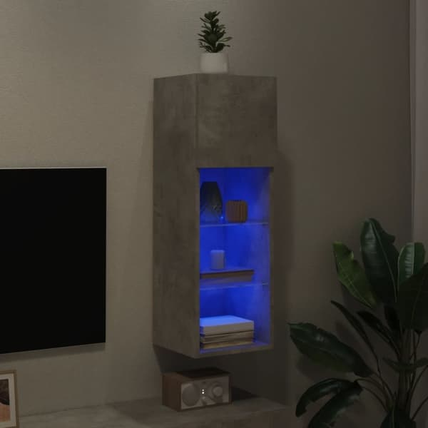 vidaXL TV-benk med LED-lys betonggrå 30,5x30x90 cm