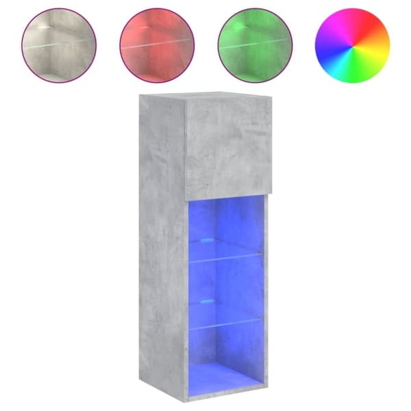 vidaXL TV-benk med LED-lys betonggrå 30,5x30x90 cm
