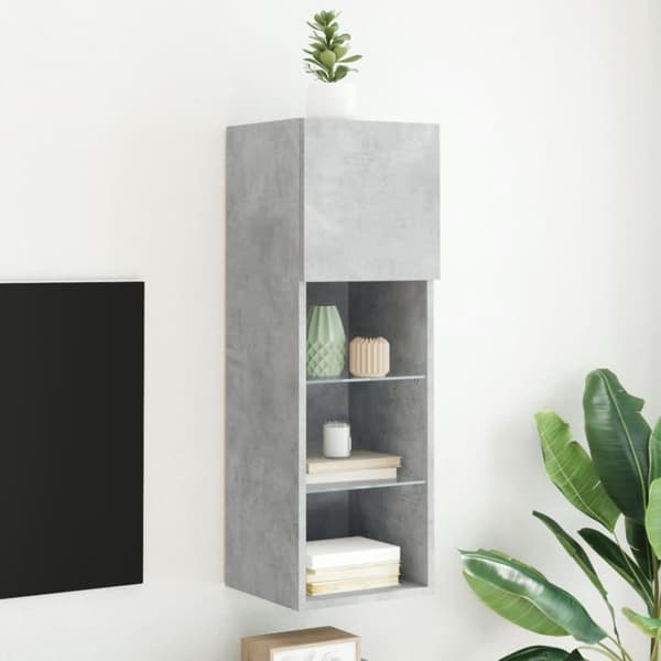 vidaXL TV-benk med LED-lys betonggrå 30,5x30x90 cm
