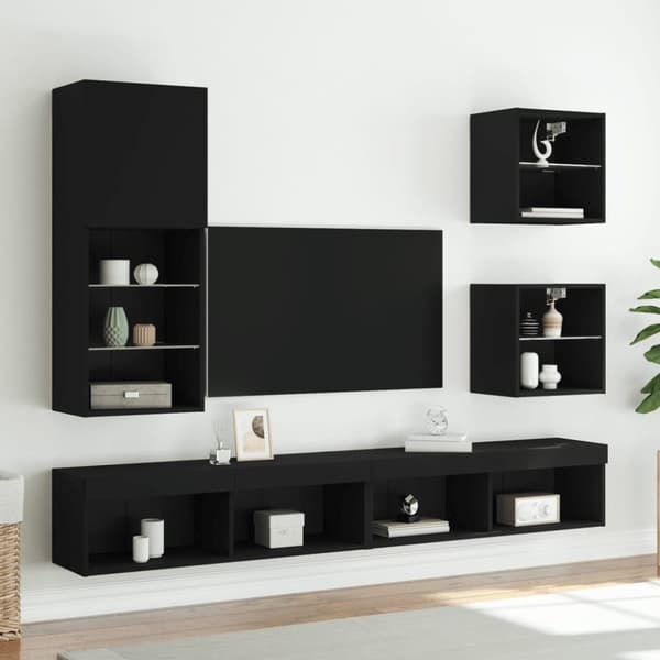 vidaXL TV-benk med LED-lys svart 40,5x30x102 cm