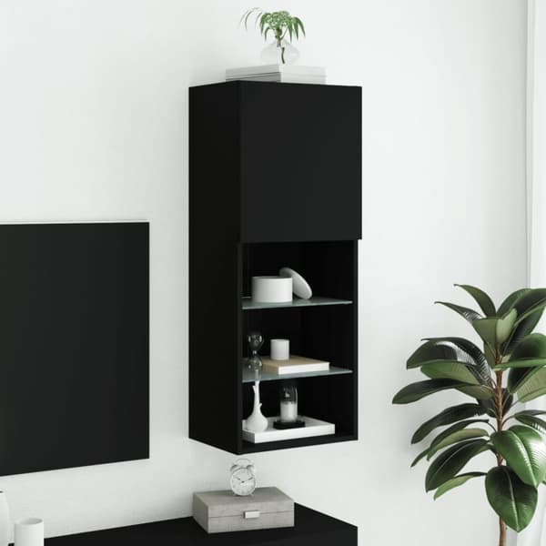 vidaXL TV-benk med LED-lys svart 40,5x30x102 cm