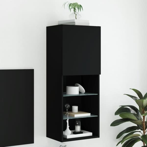 vidaXL TV-benk med LED-lys svart 40,5x30x102 cm