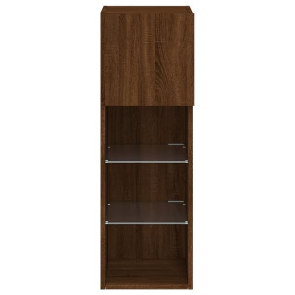 vidaXL TV-benk med LED-lys brun eik 30,5x30x90 cm
