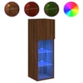 Miniatyrbilde 2 av 11: vidaXL TV-benk med LED-lys brun eik 30,5x30x90 cm