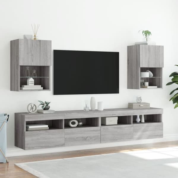 vidaXL TV-benk med LED-lys grå sonoma 40,5x30x60 cm
