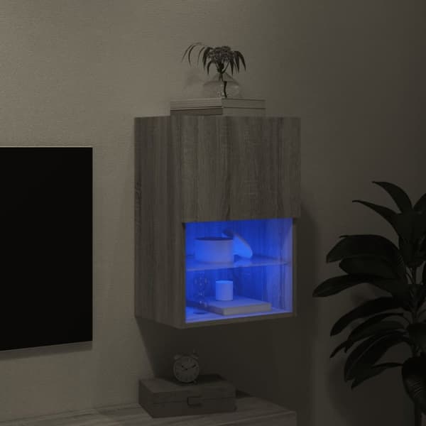 vidaXL TV-benk med LED-lys grå sonoma 40,5x30x60 cm