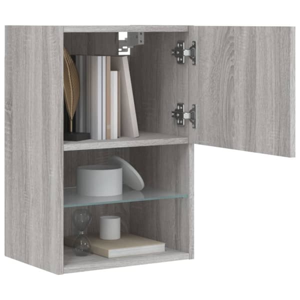 vidaXL TV-benk med LED-lys grå sonoma 40,5x30x60 cm