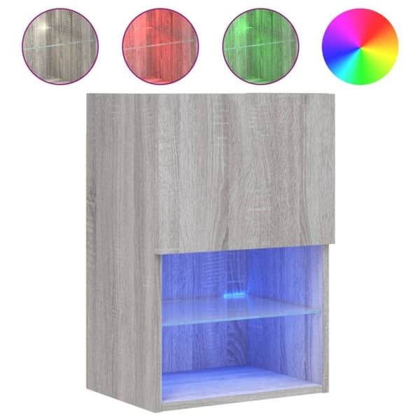 vidaXL TV-benk med LED-lys grå sonoma 40,5x30x60 cm
