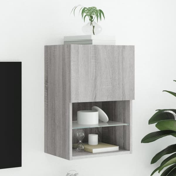 vidaXL TV-benk med LED-lys grå sonoma 40,5x30x60 cm