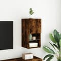 Miniatyrbild 4 av 11: vidaXL Tv-bänk med LED-belysning rökfärgad ek 30,5x30x60 cm