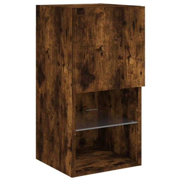 vidaXL Tv-bänk med LED-belysning rökfärgad ek 30,5x30x60 cm