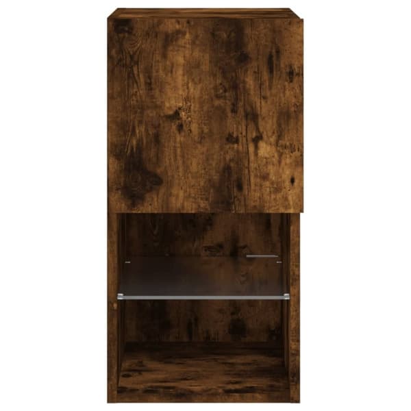 vidaXL Tv-bänk med LED-belysning rökfärgad ek 30,5x30x60 cm