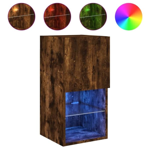 vidaXL Tv-bänk med LED-belysning rökfärgad ek 30,5x30x60 cm