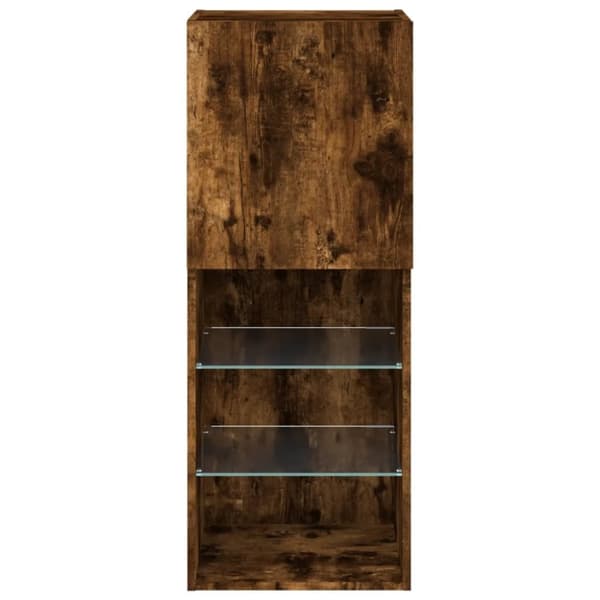 vidaXL tv-bord med LED-lys 40,5x30x102 cm røget egetræsfarve