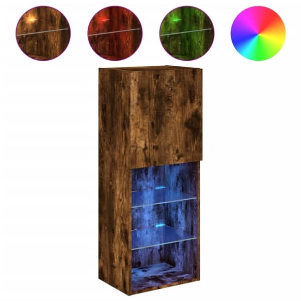 vidaXL TV-benk med LED-lys røkt eik 40,5x30x102 cm