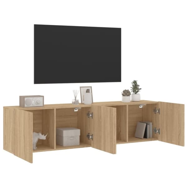 vidaXL Veggmonterte TV-benker 2 stk sonoma eik 80x30x41 cm