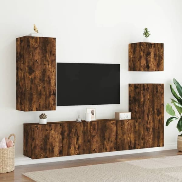vidaXL TV-kaappi seinäkiinnitettävä savutammi 80x30x41 cm