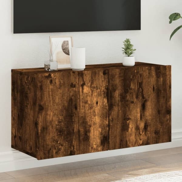 vidaXL TV-kaappi seinäkiinnitettävä savutammi 80x30x41 cm