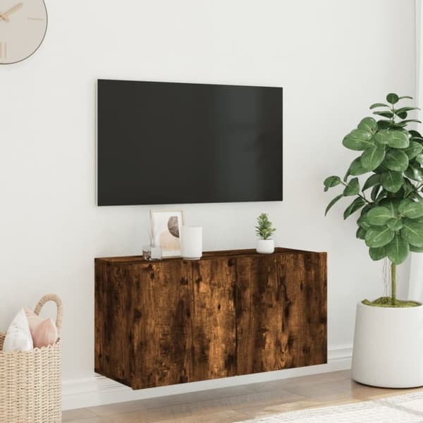 vidaXL TV-kaappi seinäkiinnitettävä savutammi 80x30x41 cm