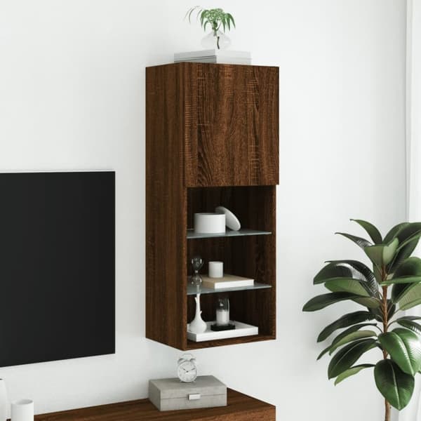 vidaXL Tv-bänk med LED-belysning brun ek 40,5x30x102 cm