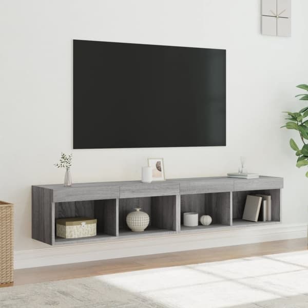 vidaXL TV-benker med LED-lys 2 stk grå sonoma 80x30x30 cm