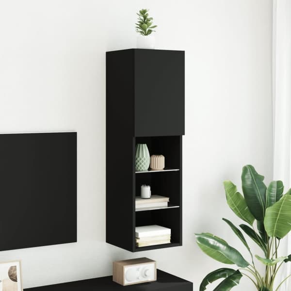 vidaXL TV-benk med LED-lys svart 30,5x30x102 cm