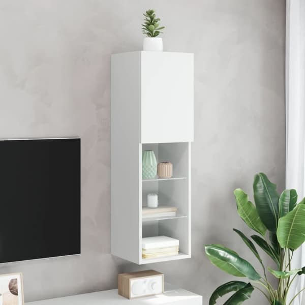 vidaXL TV-benk med LED-lys hvit 30,5x30x102 cm