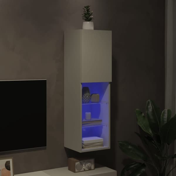 vidaXL TV-benk med LED-lys hvit 30,5x30x102 cm