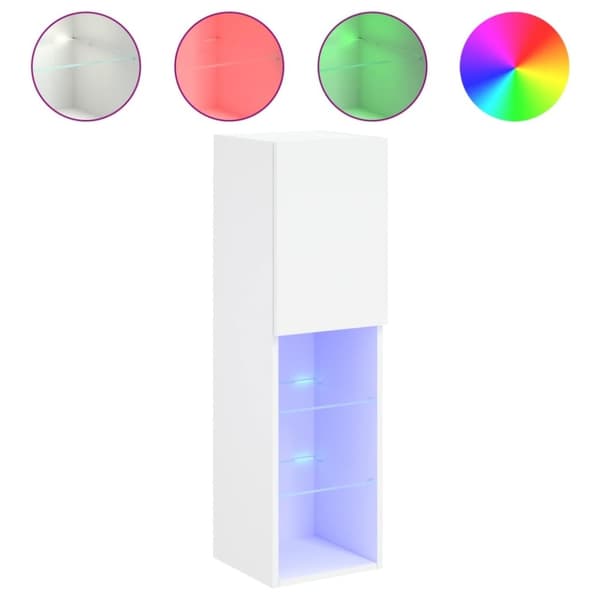 vidaXL TV-benk med LED-lys hvit 30,5x30x102 cm