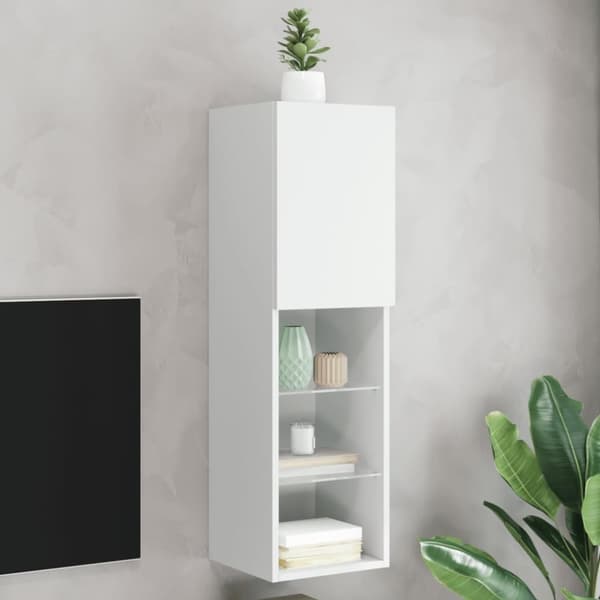 vidaXL TV-benk med LED-lys hvit 30,5x30x102 cm