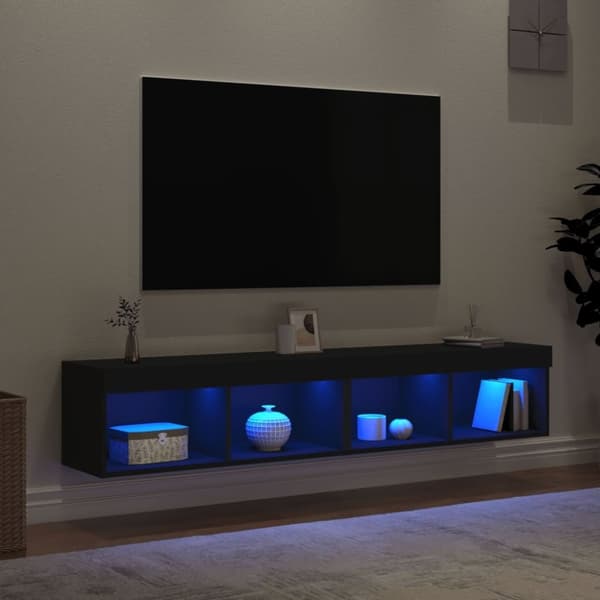 vidaXL TV-benker med LED-lys 2 stk svart 80x30x30 cm