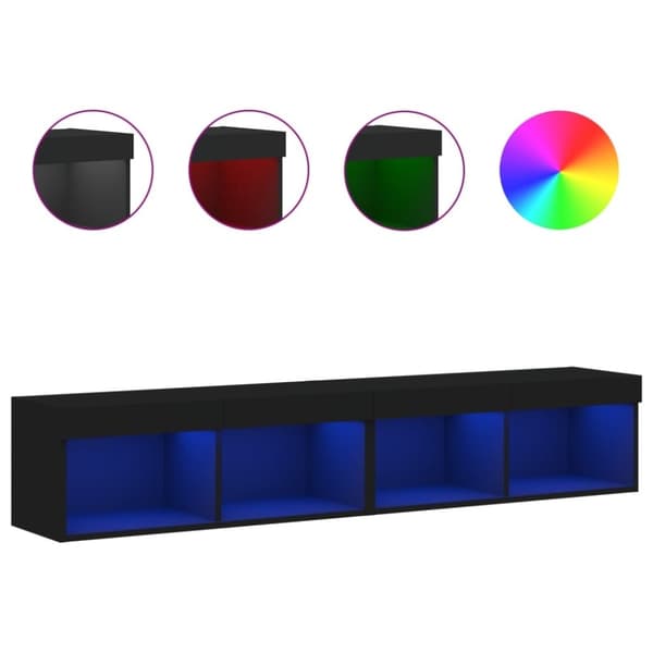 vidaXL TV-tasot LED-valoilla 2 kpl musta 80x30x30 cm
