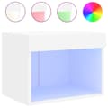 Miniatyrbilde 7 av 11: vidaXL Veggmontert nattbord med LED-lys 2 stk hvit