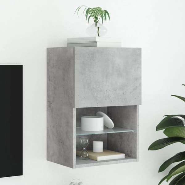 vidaXL TV-benk med LED-lys betonggrå 40,5x30x60 cm