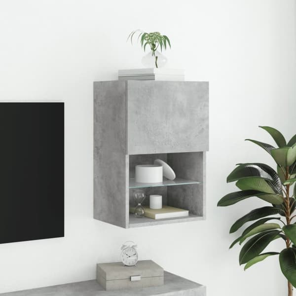 vidaXL sengebord med LED-lys 40,5x30x60 cm betongrå